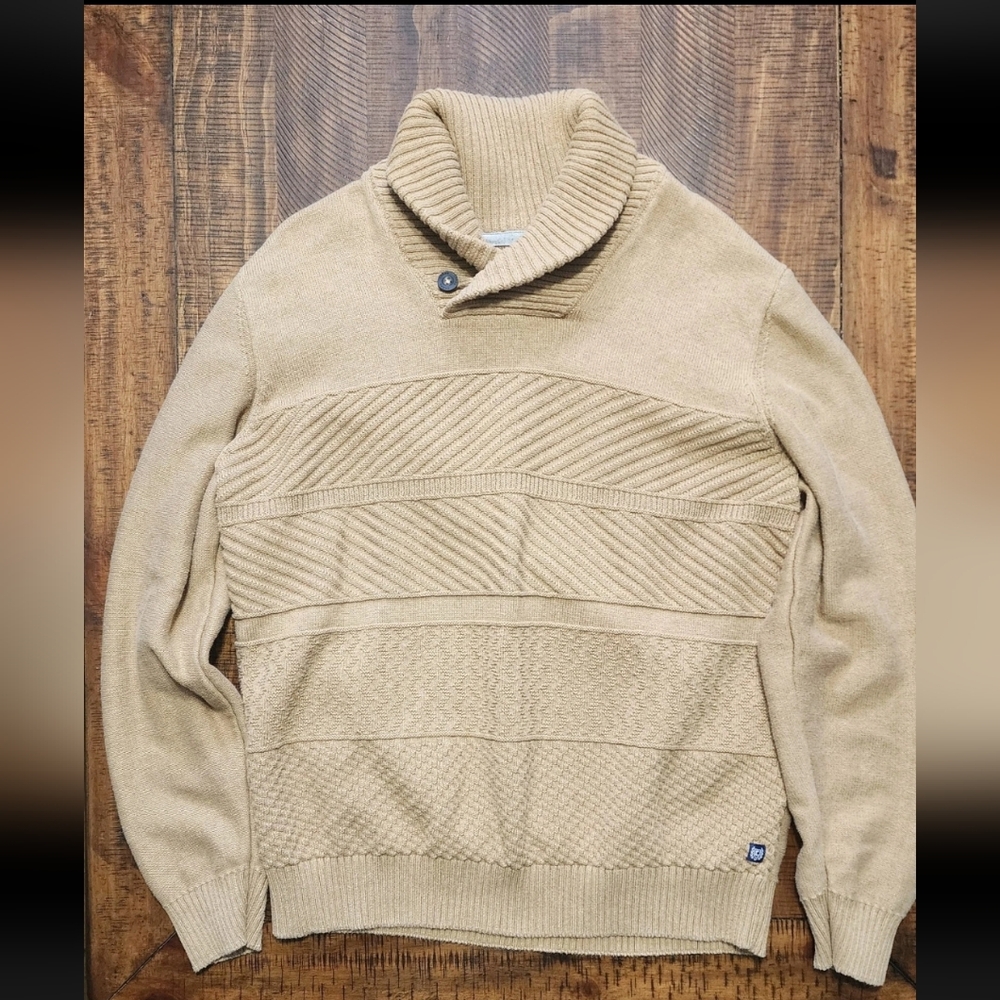 Chaps Donegal Shawl Neckline Knitted Sweater Pullover Sz XL Tan New W/Out Tags